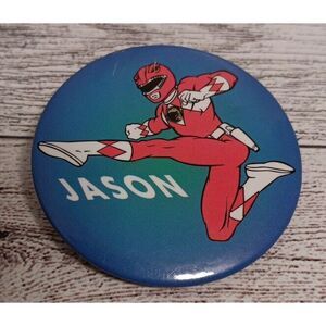 Vintage Power Rangers Jason Red Button pin pinback‎ collectable Souvenir Promo